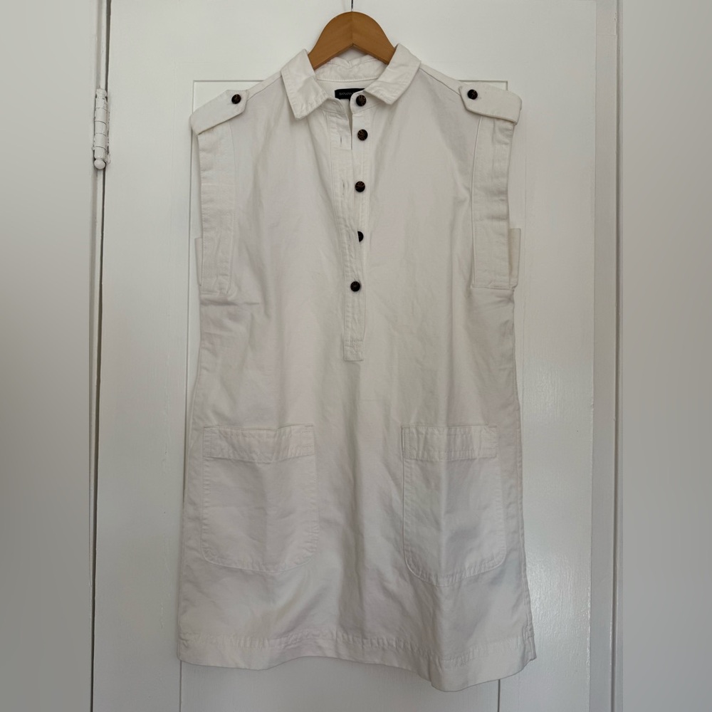 Banana Republic White Button-Up Dress with Tortoise Buttons NWT